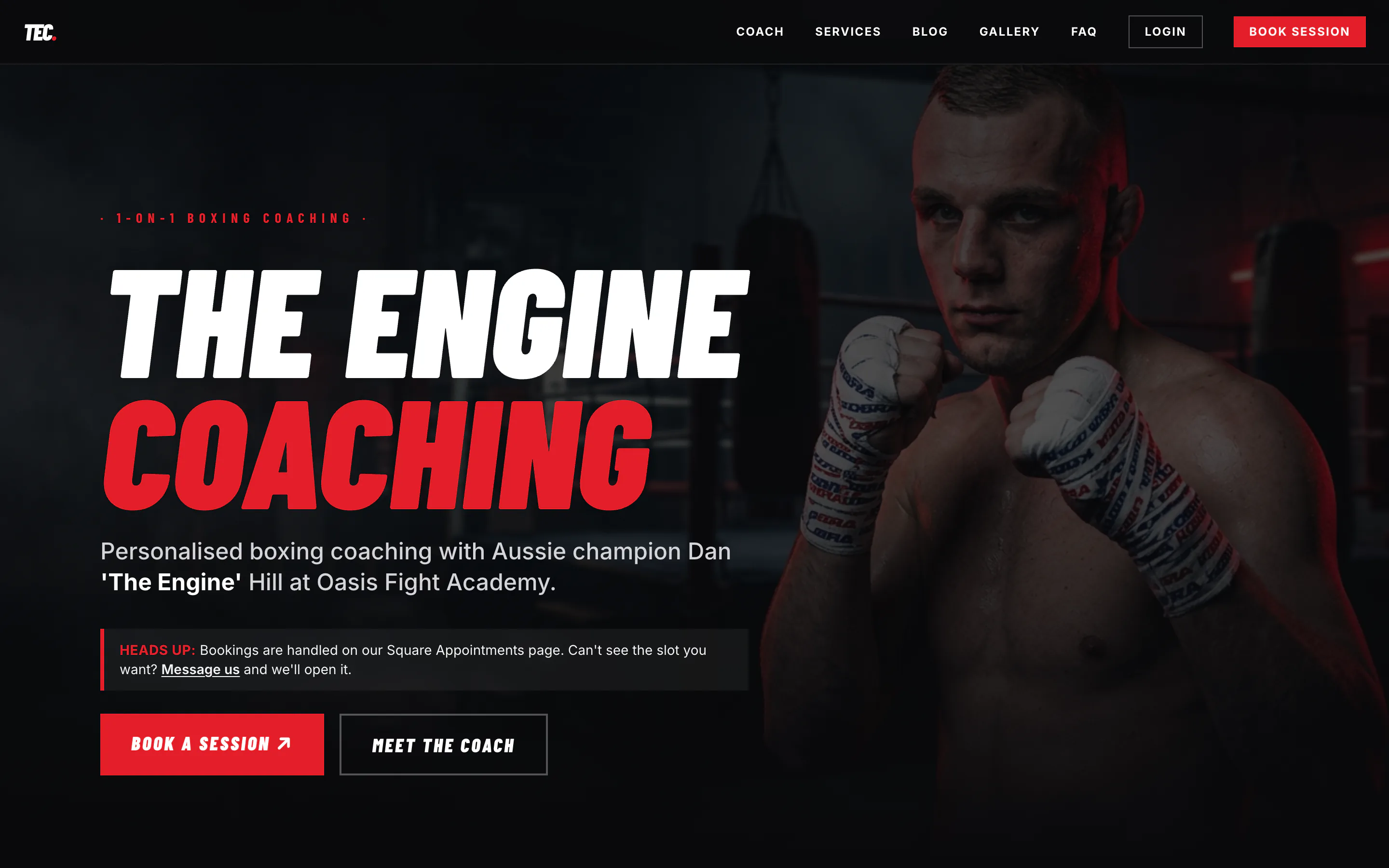 The Engine Coaching, Boxing coaching website